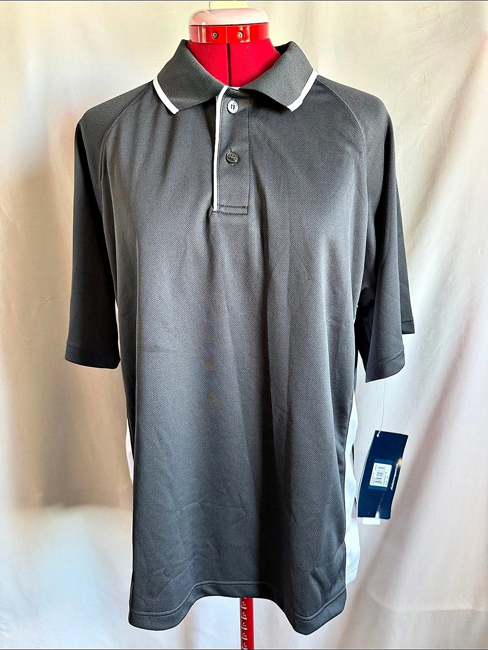 Charles River Apparel Men's Color Blocked Wicking Polo Gray & White Medium
